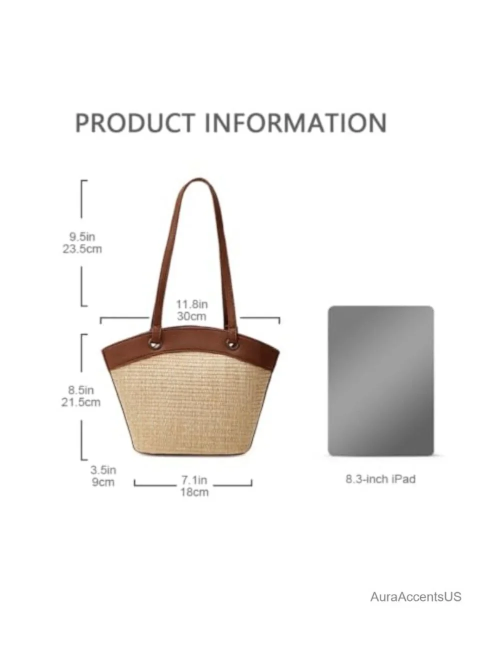 Straw Woven Tote Bag with Inner Liner - Retro Travel Shoulder Bag